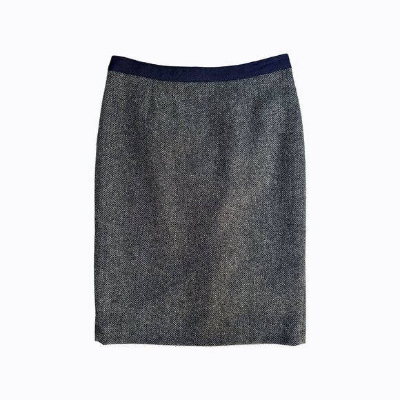 Boden British Tweed Skirt Sz 6R 100% Gray Wool Academia Y2K Preppy Office Siren - Picture 1 of 6